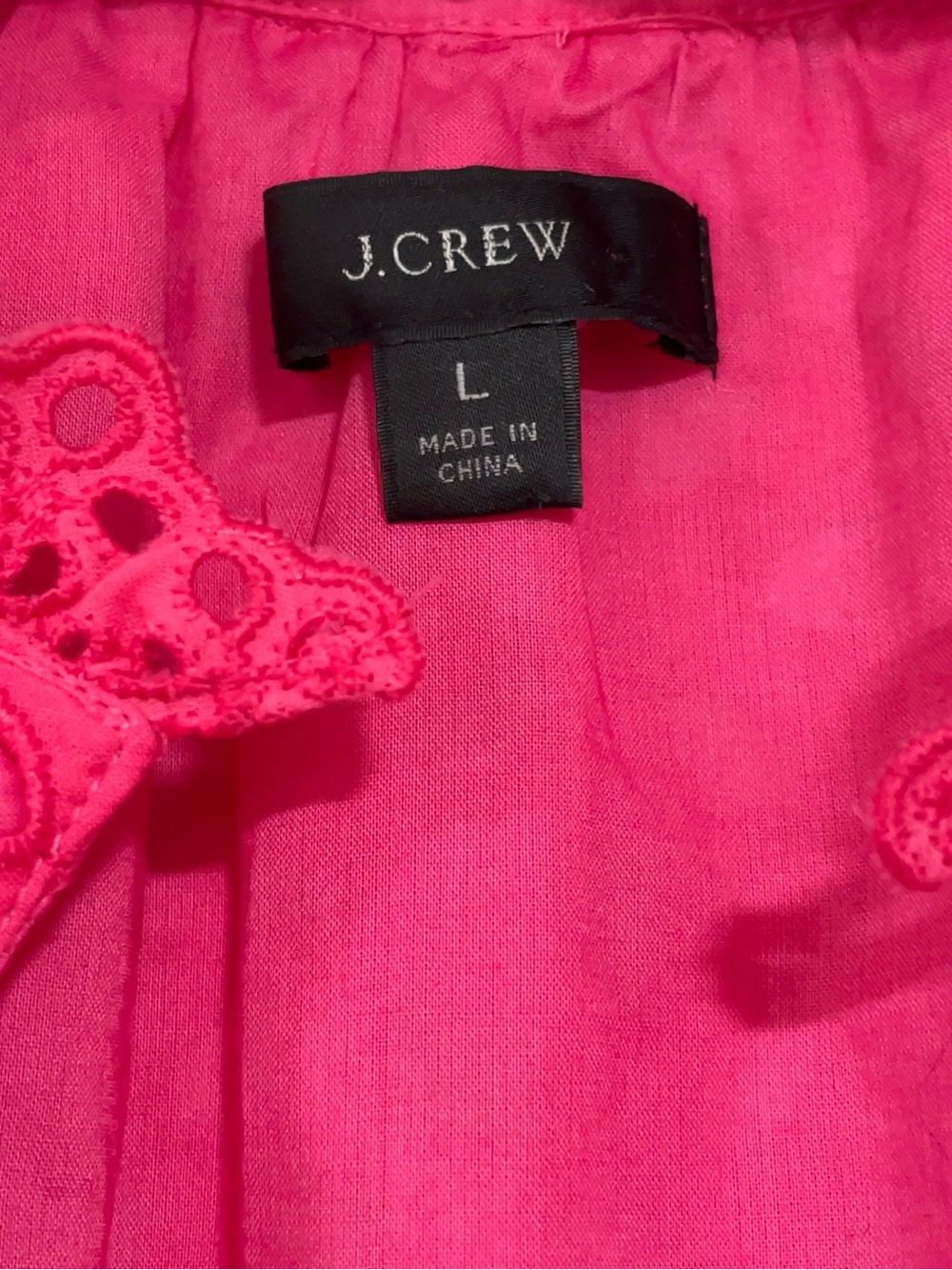 J. Crew Eyelet Long Sleeve Midi Dress in Bright Pink Pockets Barbiecore coquette - Picture 10 of 11